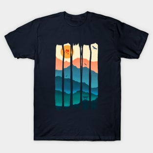 Vintage Brush Strokes Mountains Landscape T-Shirt